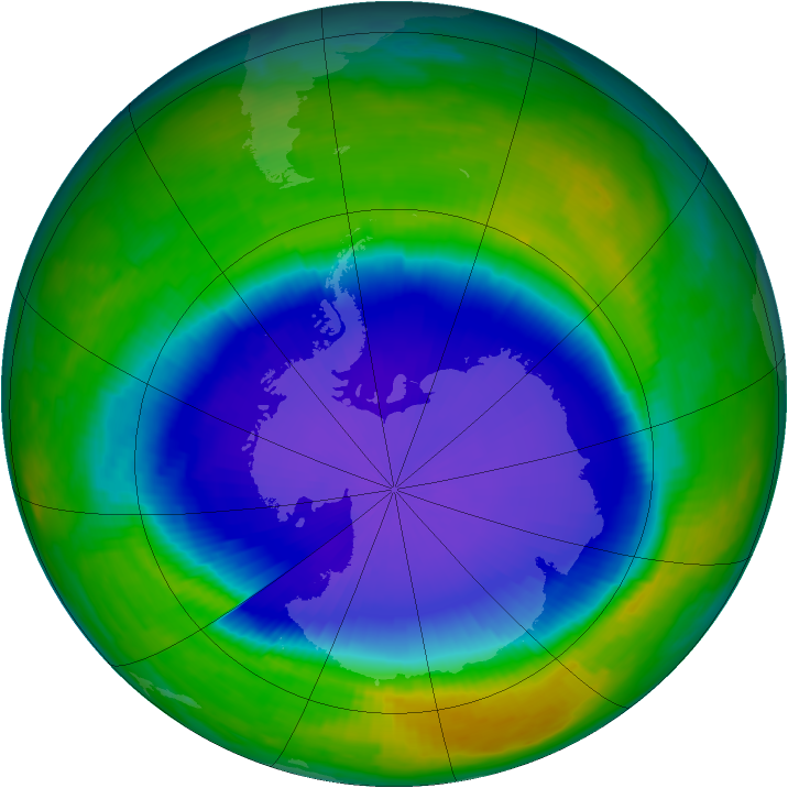 Antarctic ozone map for 28 October 1997